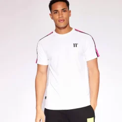 Sleeve Panel Taped T-Shirt - Safety Yellow / White