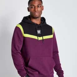 Tall Cut And Sew Pullover Hoodie – Plum Purple/Black/Limeade