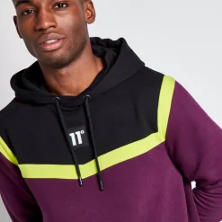 Tall Cut And Sew Pullover Hoodie – Plum Purple/Black/Limeade