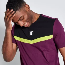 Tall Cut And Sew Short Sleeve T-Shirt – Plum Purple/Black/Limeade