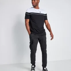 Tall Piped Cut And Sew Short Sleeve T-Shirt – Black/White