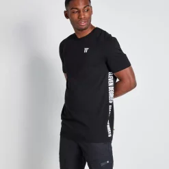 Tall Text Panel Cut And Sew Short Sleeve T-Shirt – Black