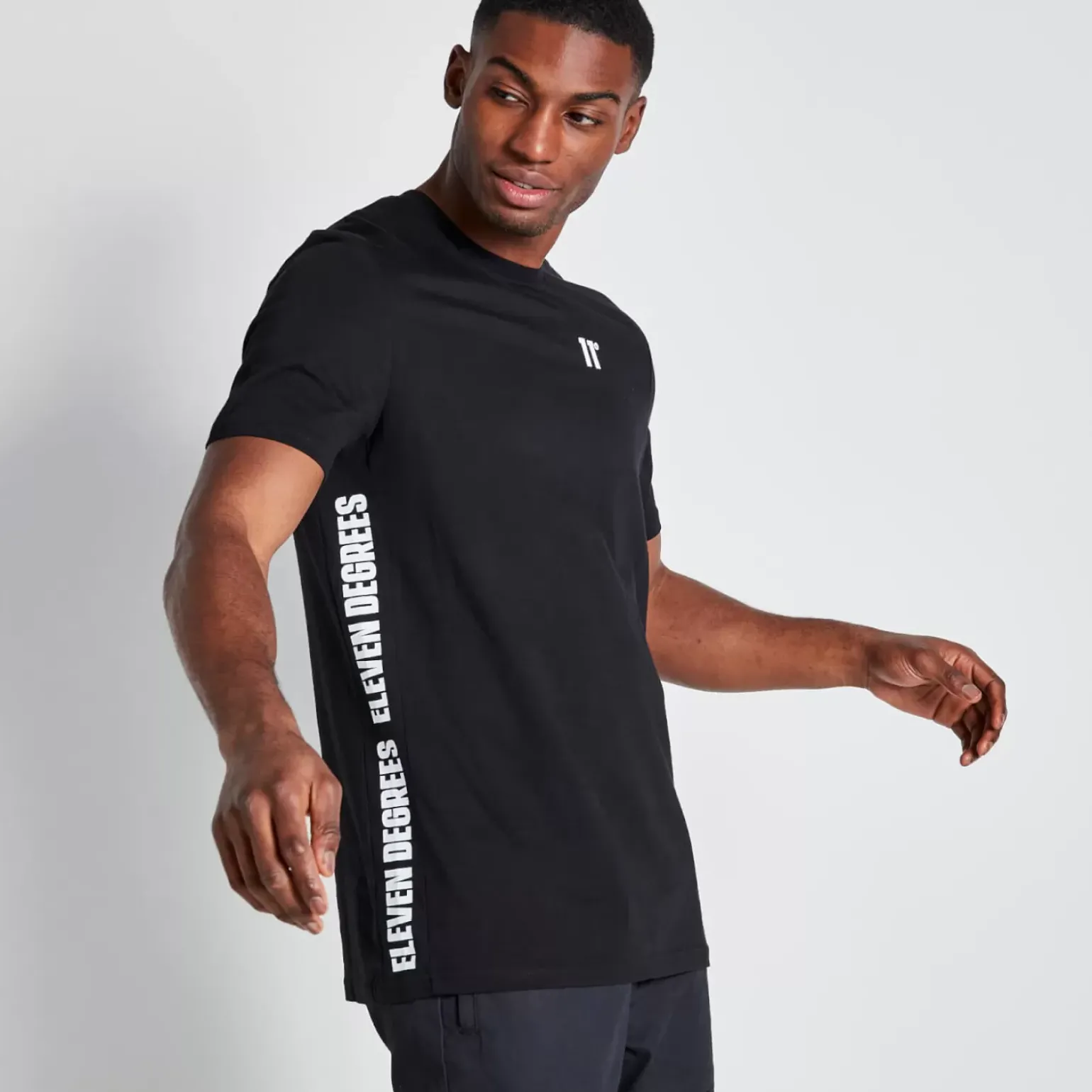 Tall Text Panel Cut And Sew Short Sleeve T-Shirt – Black