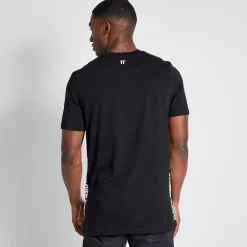 Tall Text Panel Cut And Sew Short Sleeve T-Shirt – Black