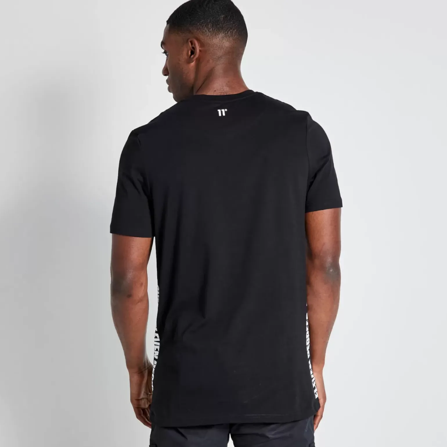 Tall Text Panel Cut And Sew Short Sleeve T-Shirt – Black