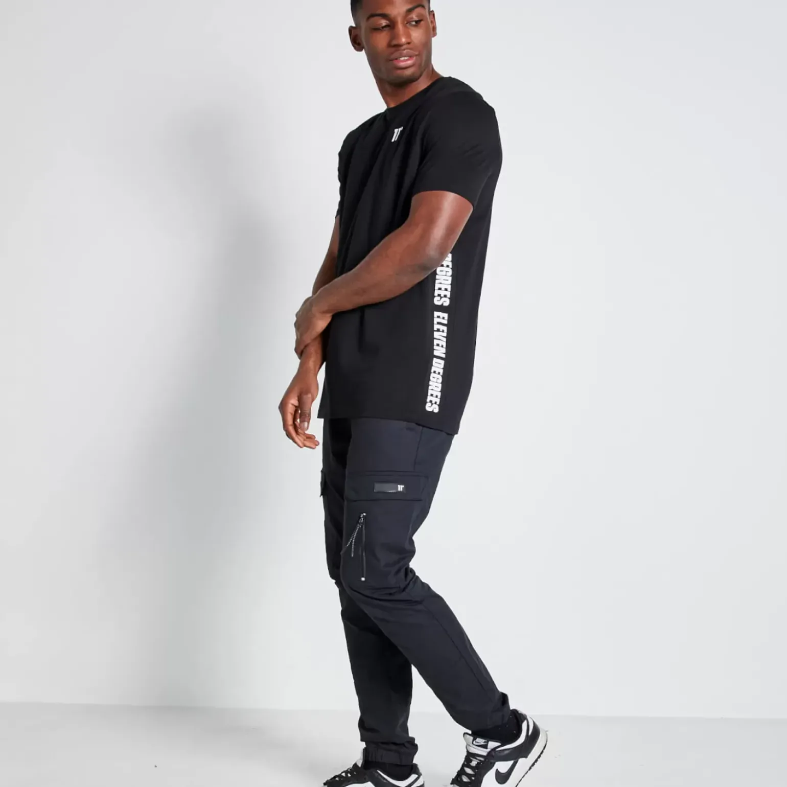 Tall Text Panel Cut And Sew Short Sleeve T-Shirt – Black