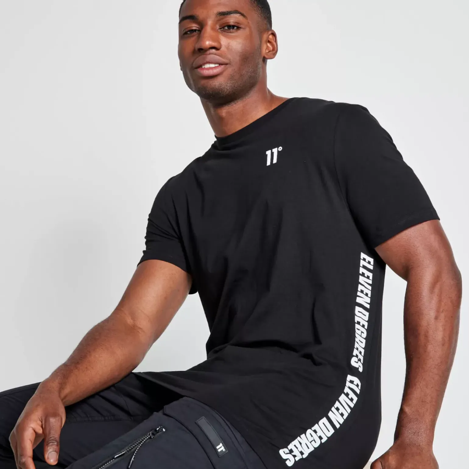 Tall Text Panel Cut And Sew Short Sleeve T-Shirt – Black