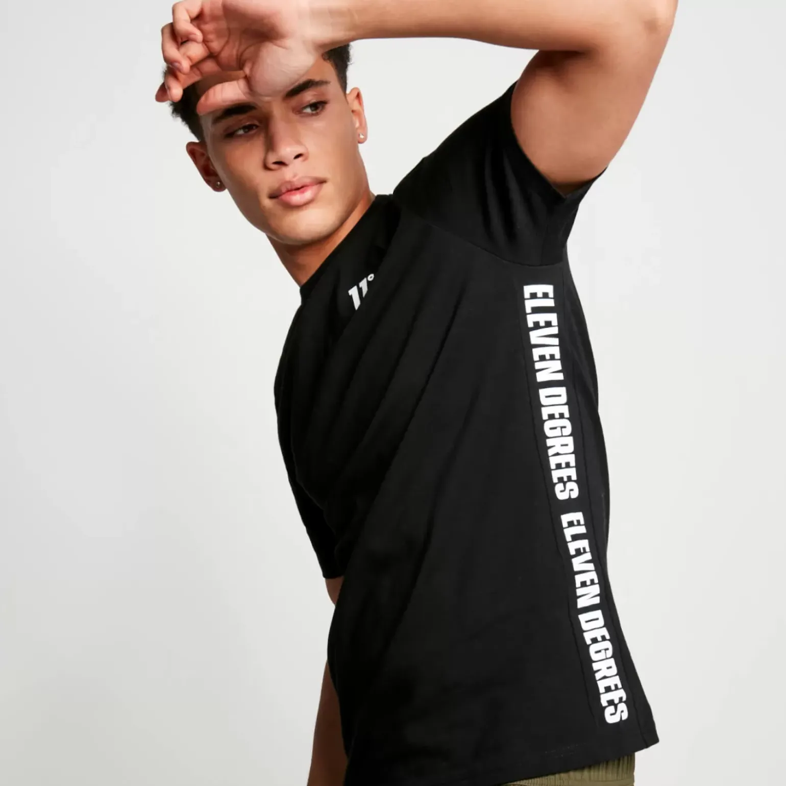 Text Panel Cut And Sew Short Sleeve T-Shirt – Black