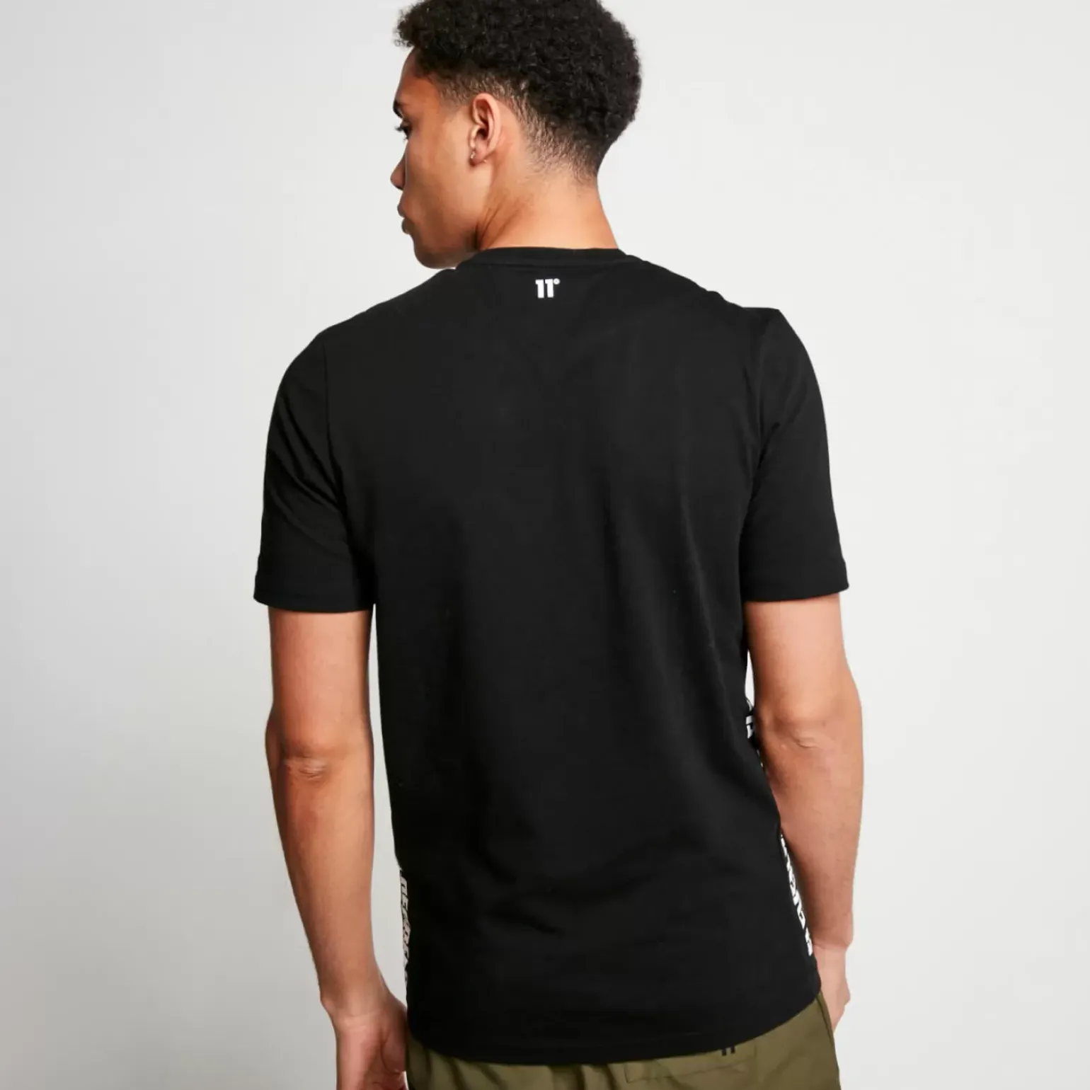 Text Panel Cut And Sew Short Sleeve T-Shirt – Black