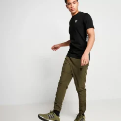 Text Panel Cut And Sew Short Sleeve T-Shirt – Black