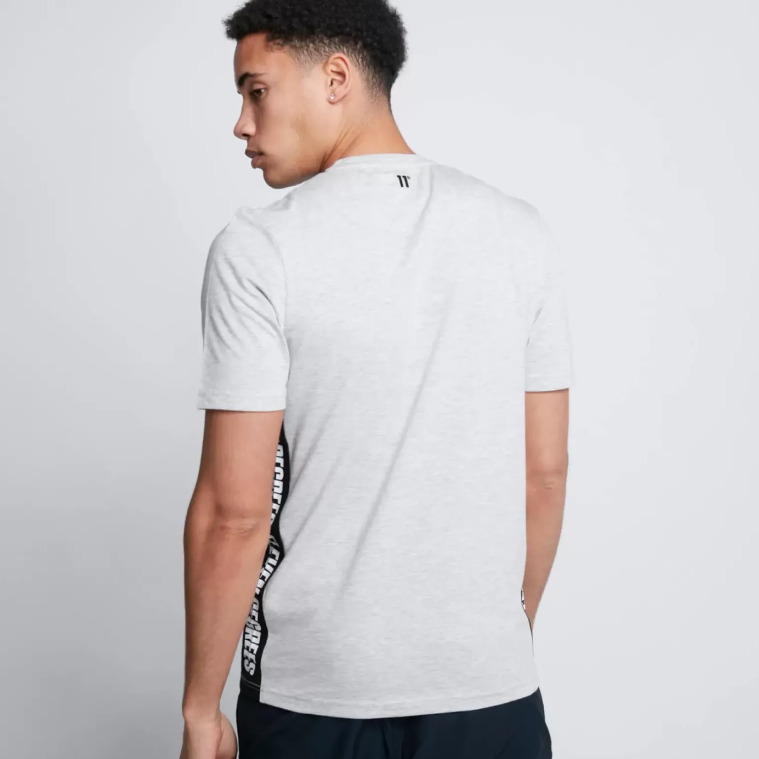 Text Panel Cut And Sew Short Sleeve T-Shirt – Grey Marl/Black