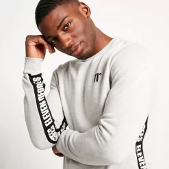 Text Panel Cut And Sew Sweatshirt – Grey Marl/Black