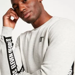 Text Panel Cut And Sew Sweatshirt – Grey Marl/Black